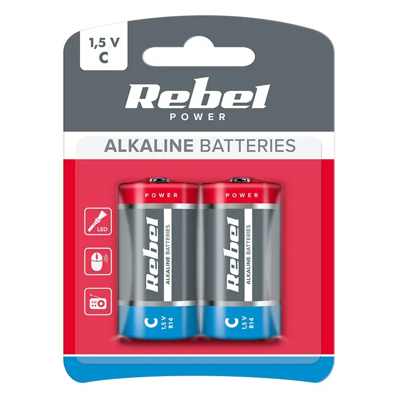 Baterie rebel alcalina r14 blister 2 buc
