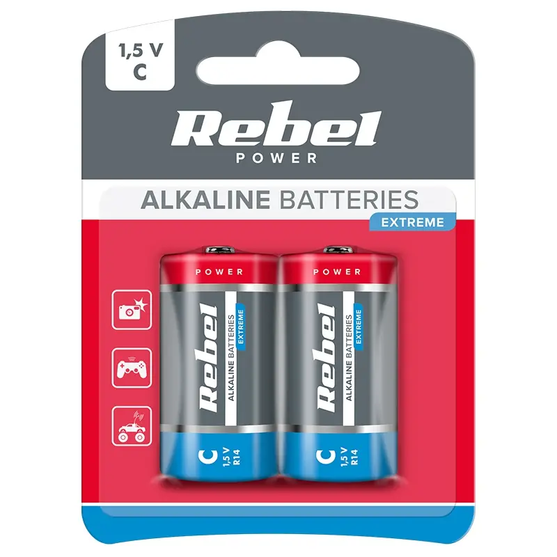 Baterie rebel superalcalina extreme r14 blister 2 buc