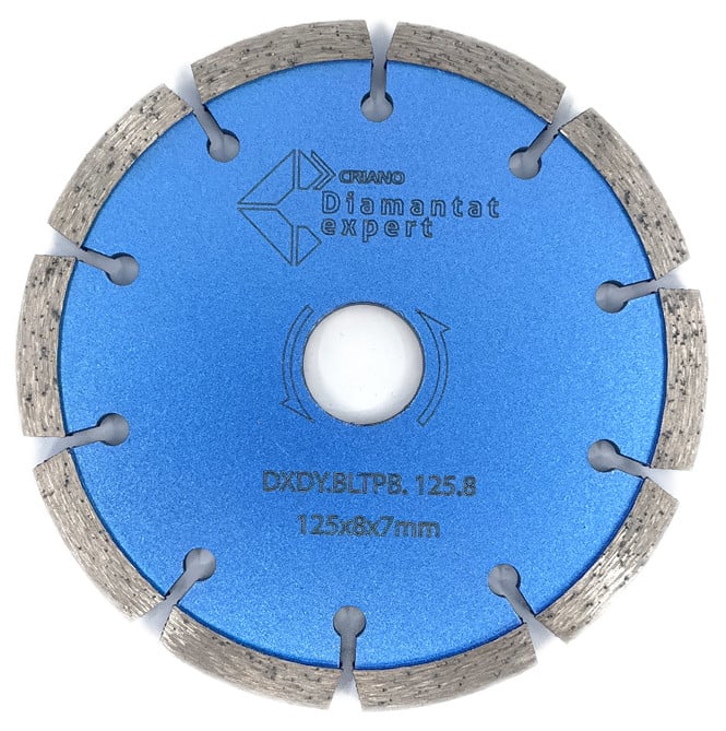 Disc diamantat pentru taiere de rosturi de dilatare in beton si sapa 125x22.2 mm cu grosime de 8 mm standard profesional - blueline