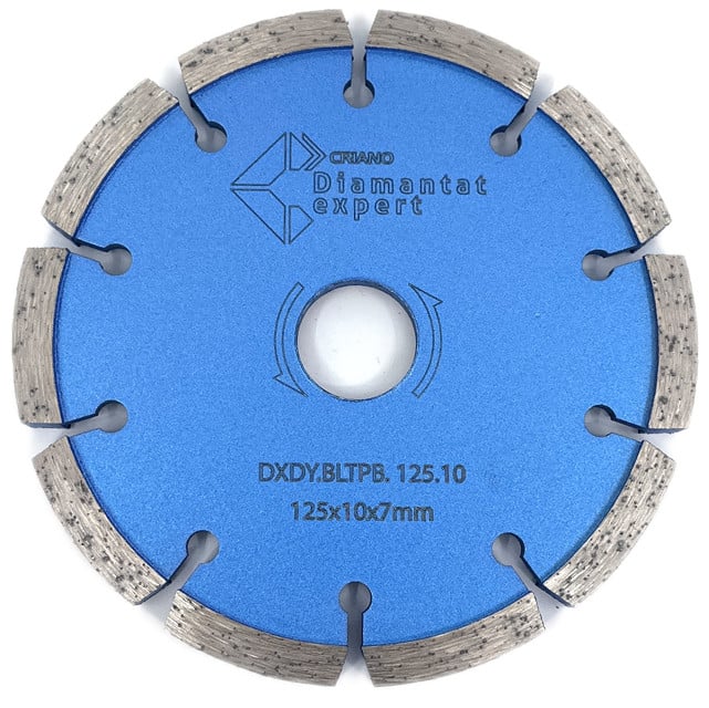 Disc diamantat pentru taiere de rosturi de dilatare in beton si sapa 125x22.2 mm cu grosime de 10 mm standard profesional - blueline