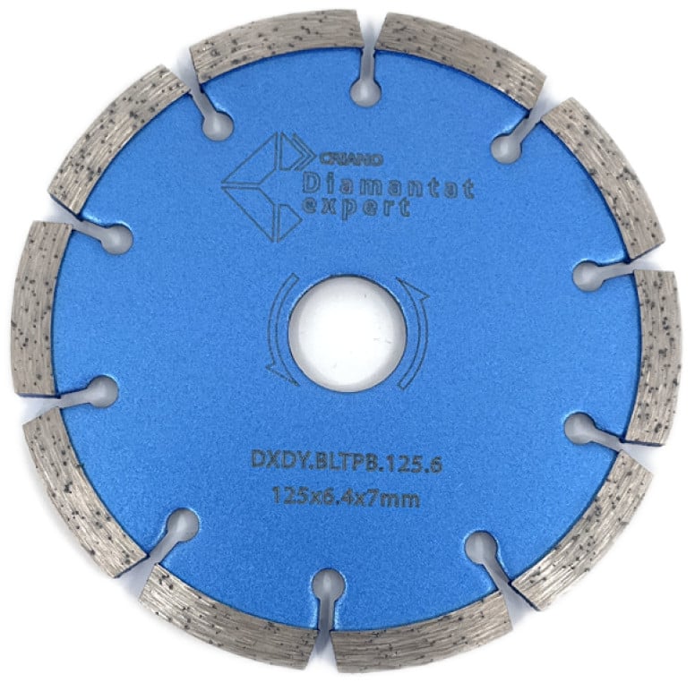 Disc diamantat pentru taiere de rosturi de dilatare in beton si sapa 125x22.2 mm cu grosime de 6.4 mm standard profesional - blueline